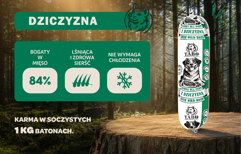 TABO Karma Z Dziczyzną 1 kg - Grafika E-commerce