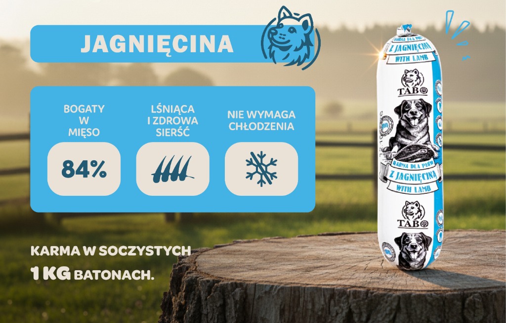 TABO Karma Z Jagnięciną 1 kg - Grafika E-commerce